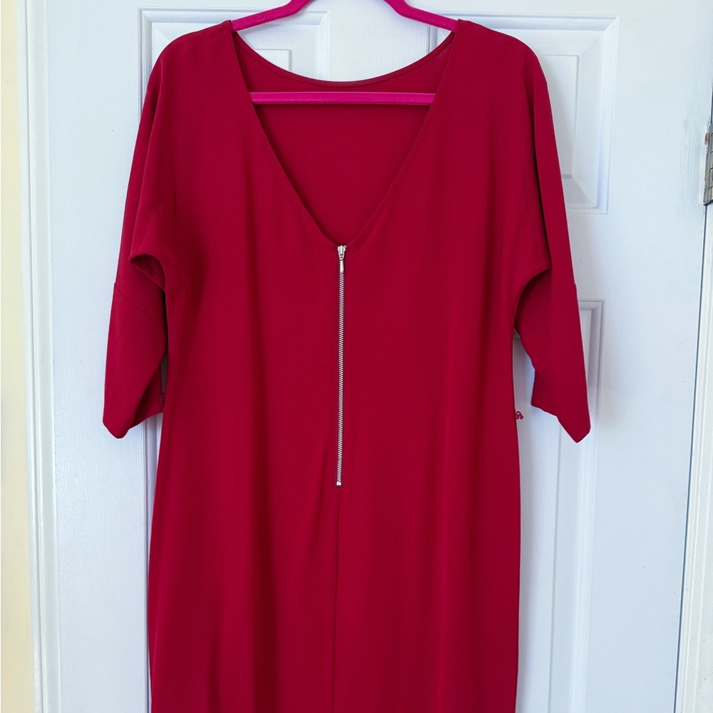 Babaton Raspberry Red Silk Crepe Dress - Picture 4 of 4